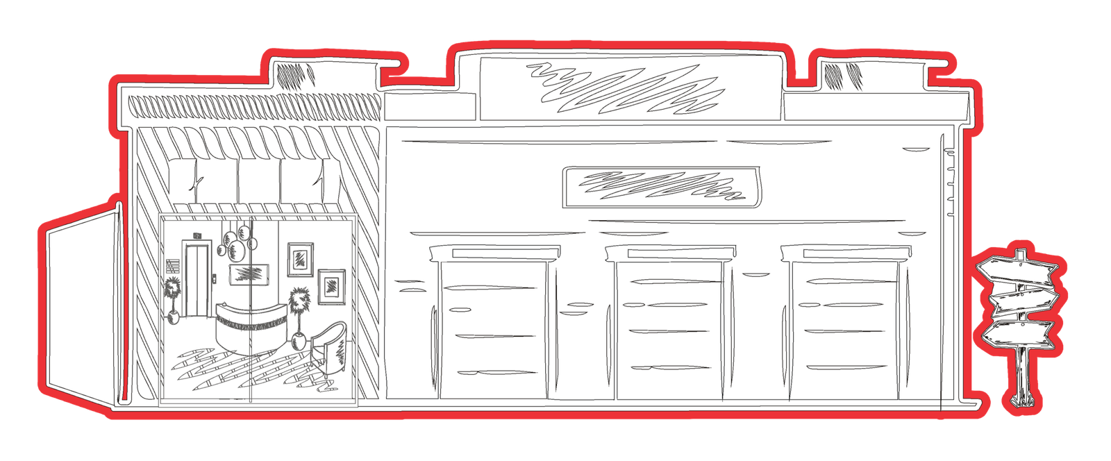 Commercial Heyyoficsign Red Outline